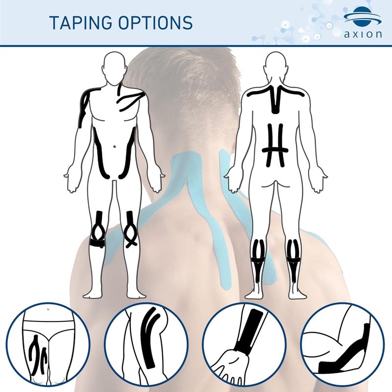 Axion 50 Precut Kinesiology Tapes Strips | Black Pre-Cut Sport Tape Strips 10x2in | Waterproof • Skin-Friendly • Elastic | Kinesiotape | Ideal for Sports - Image 5